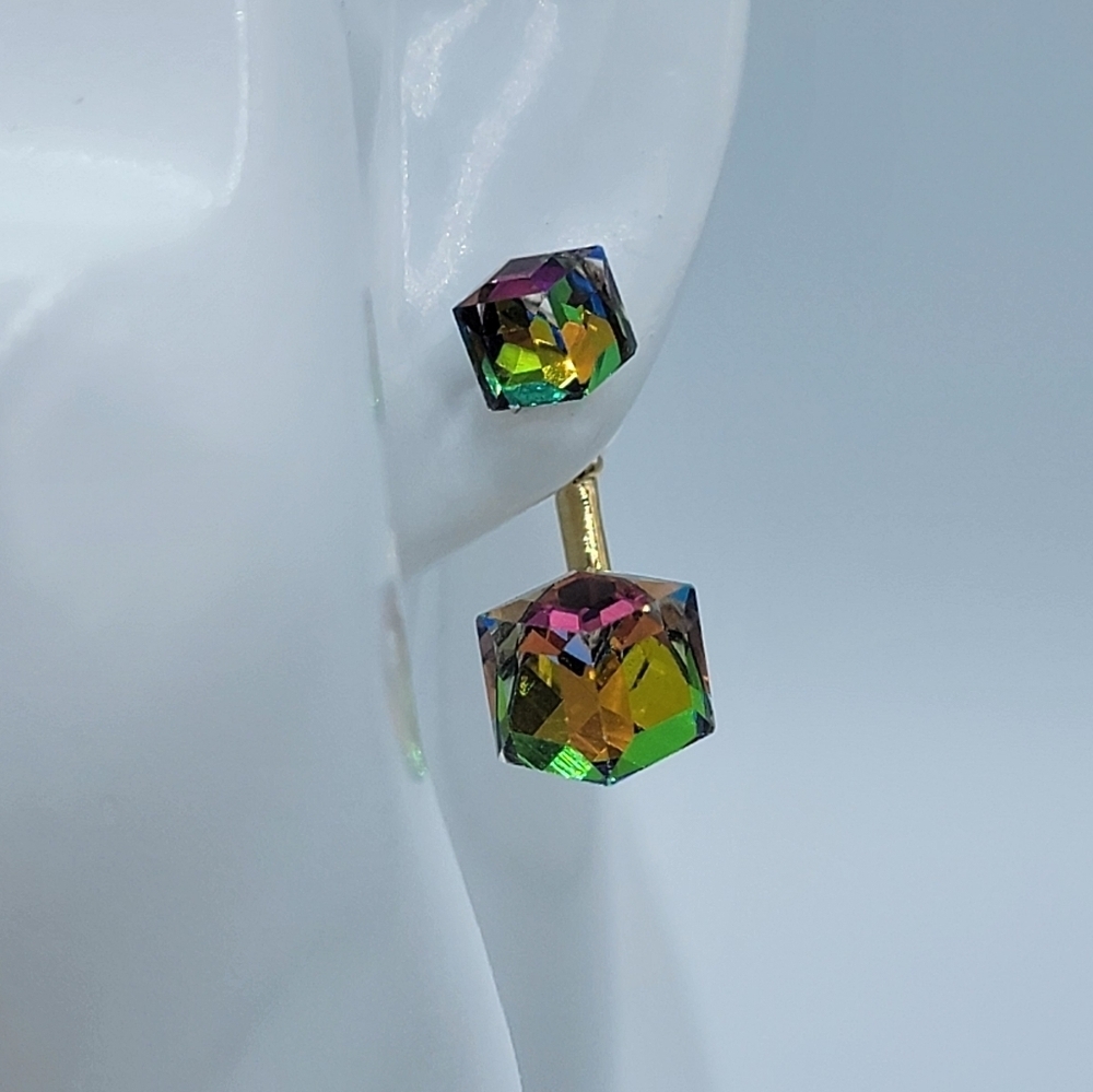Vitrail Cube Crystal Earrings #2297